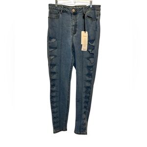 Fashion to Figure Blue Distressed Skinny Jeans